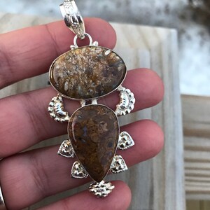 Dinosaur Bone Fossil Sterling Silver Unique Statement Pendant