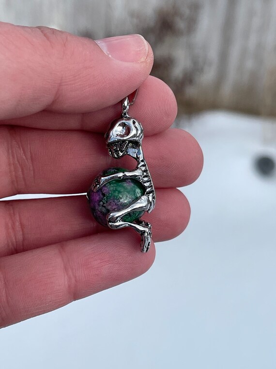 Tiny Skeleton Healing Crystal Sphere Pendants Vin… - image 6