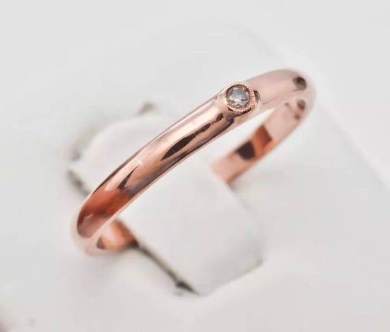 Diamond 14k Rose Gold Engagement Wedding Ring Ste… - image 5