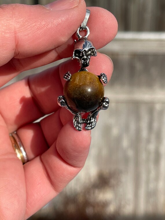Tiny Skeleton Healing Crystal Sphere Pendants Vin… - image 7