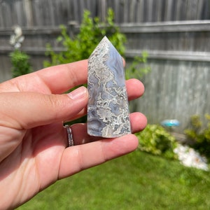 Moss Agate Point Crystal Tower Healing Crystal 100% Natural Crystal 1002