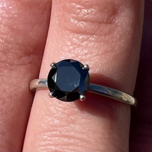 1.28 carat Black Diamond Ring Sterling Silver Engagement Ring Wedding Ring Unique Promise Ring Appraisal Certificate