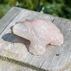 Hand Carved Flower Agate Turtle: Baby Pink Crystal Figurine