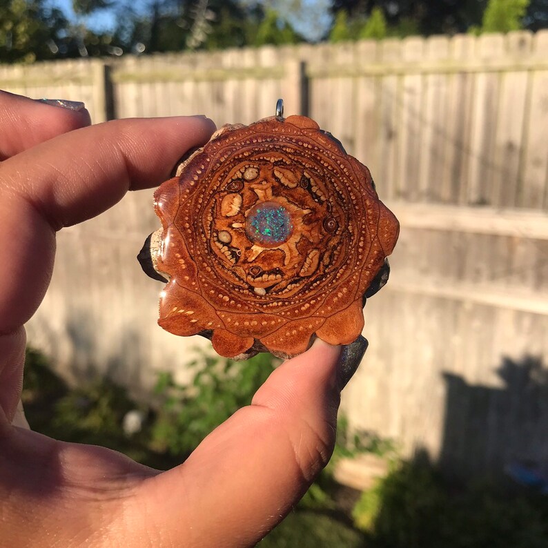 Pinecone Pendant Third Eye Pinecone Cosmic Blue Opal and Glowdust Glowing Third Eye Crushed Opal Inlay Empowerment Enlightenment Natural