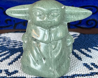 Hand Carved Jade Baby Alien: Grogu Crystal Talisman