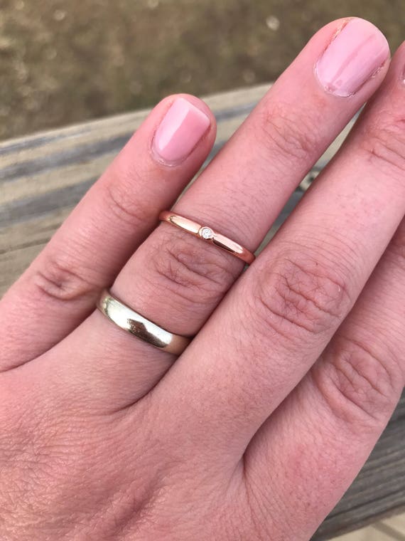 Diamond 14k Rose Gold Engagement Wedding Ring Ste… - image 1