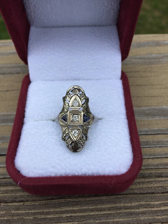 RESERVED Antique 1900's 14k White Gold Diamond  a… - image 5