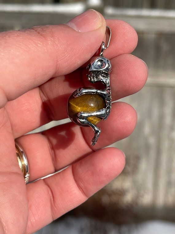 Tiny Skeleton Healing Crystal Sphere Pendants Vin… - image 9