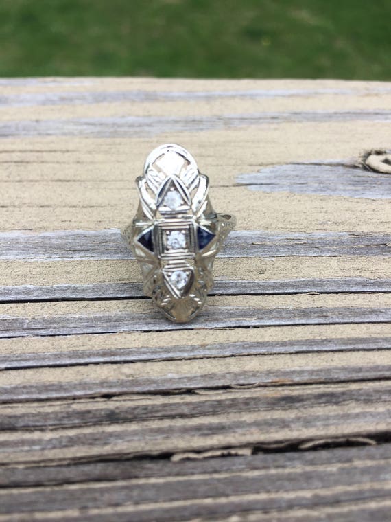 RESERVED Antique 1900's 14k White Gold Diamond  a… - image 3