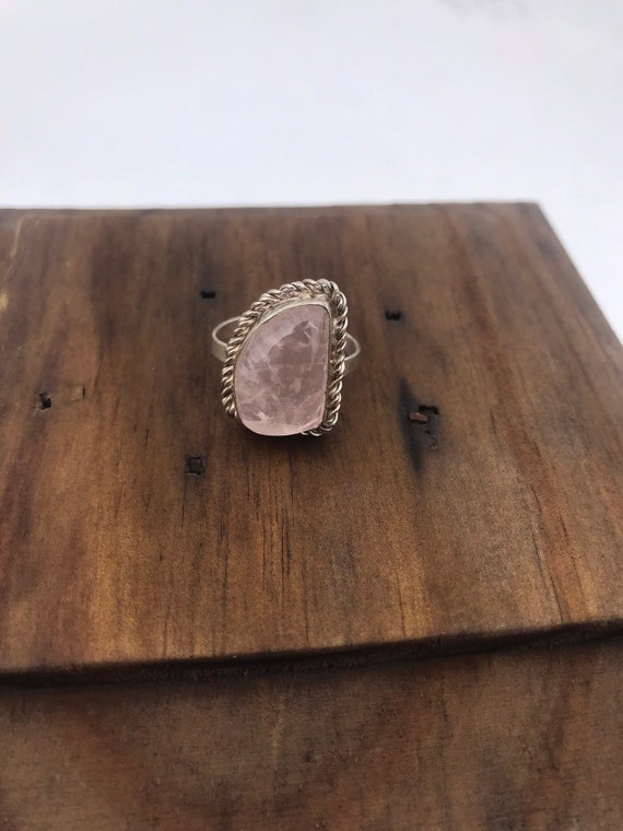 Rose Quartz and Sterling Silver Rope Freeform Sta… - image 3