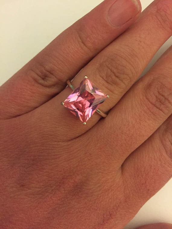 Pink Radiant Cut Sapphire Sterling Silver Ring En… - image 3