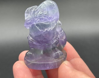 Fluorite Santa Claus Carving: Purple & Green Healing Crystal Gift
