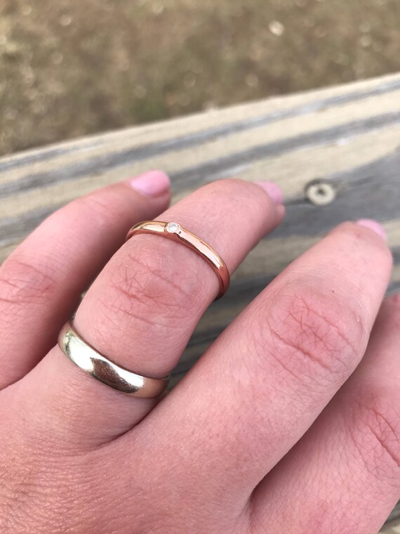 Diamond 14k Rose Gold Engagement Wedding Ring Ste… - image 4