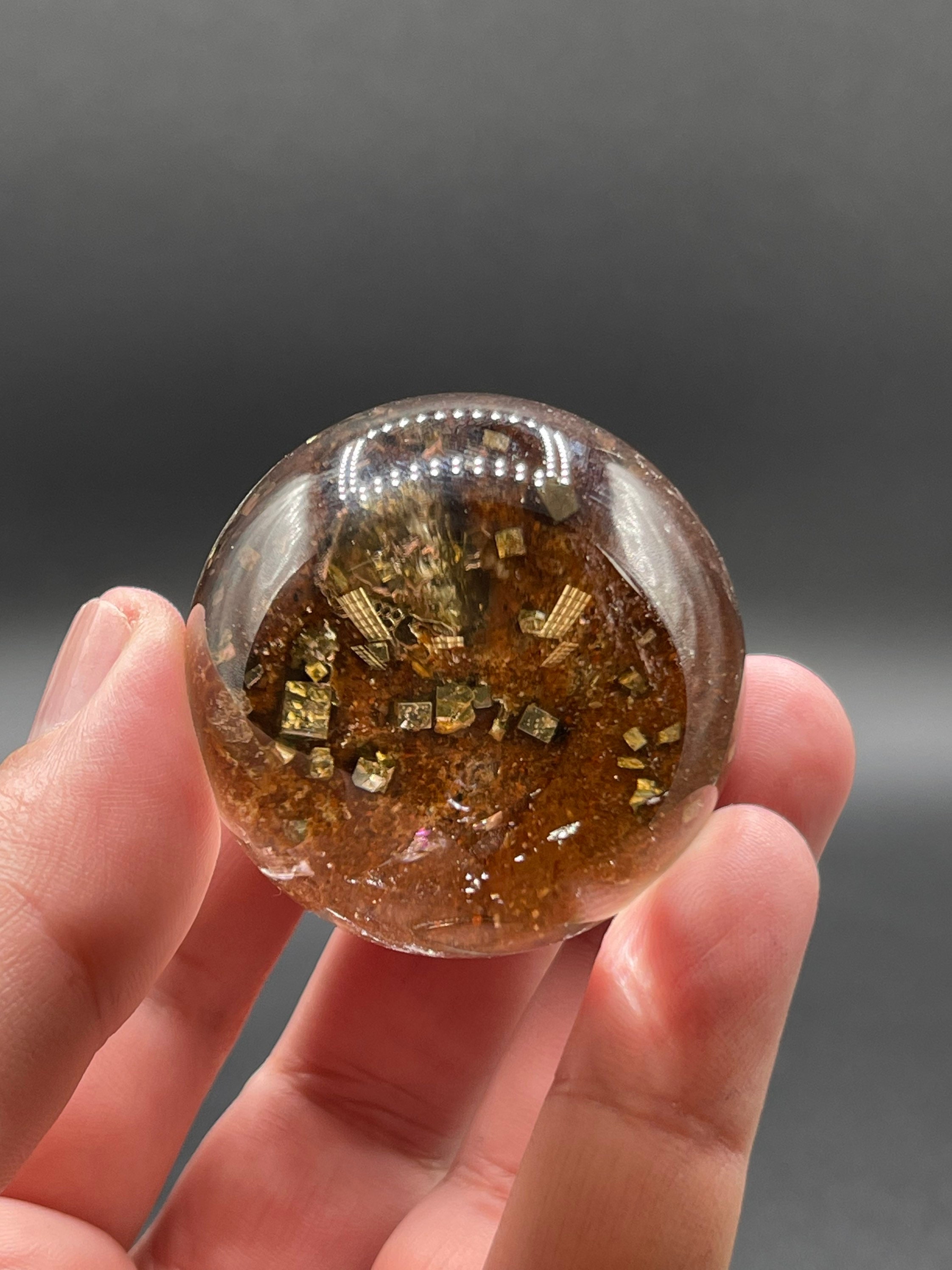Garden Quartz With Pyrite Sphere Lodolite Healing Crystal