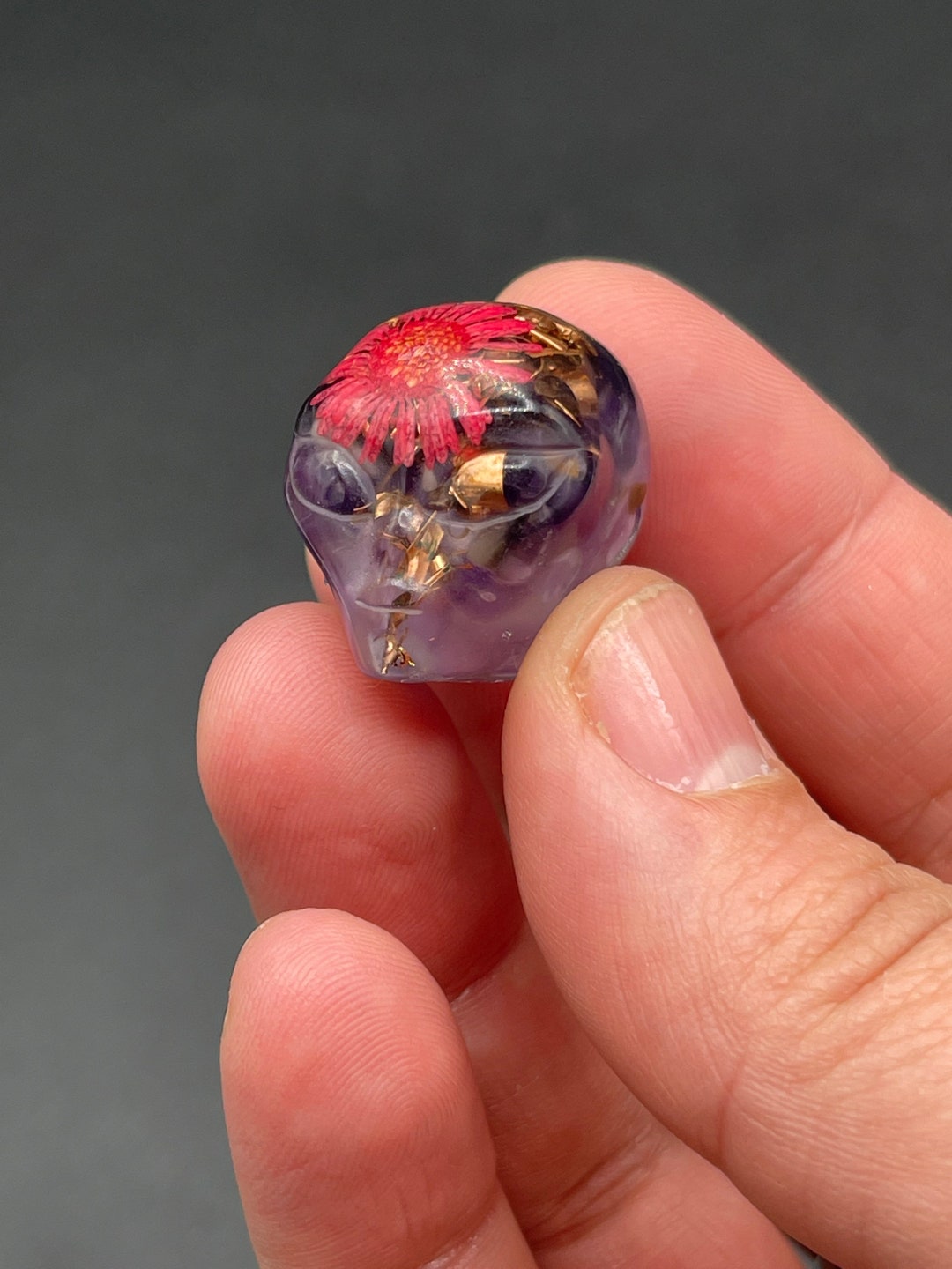 Tiny Orgonite Alien Skull Botanical Energy Star Being Cosmic Alien Head ...