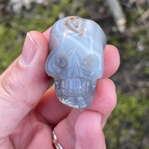 Agate Crystal Skull Geode Druzy Quartz Unique Carved Skull Memento Mori Natural Crystals 1008