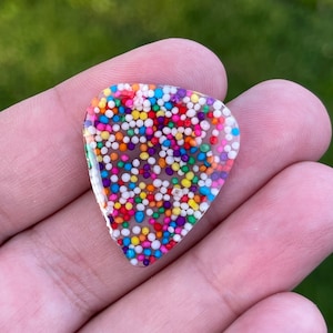 CUSTOM  Rainbow Sprinkle Guitar Pick Real Sprinkles