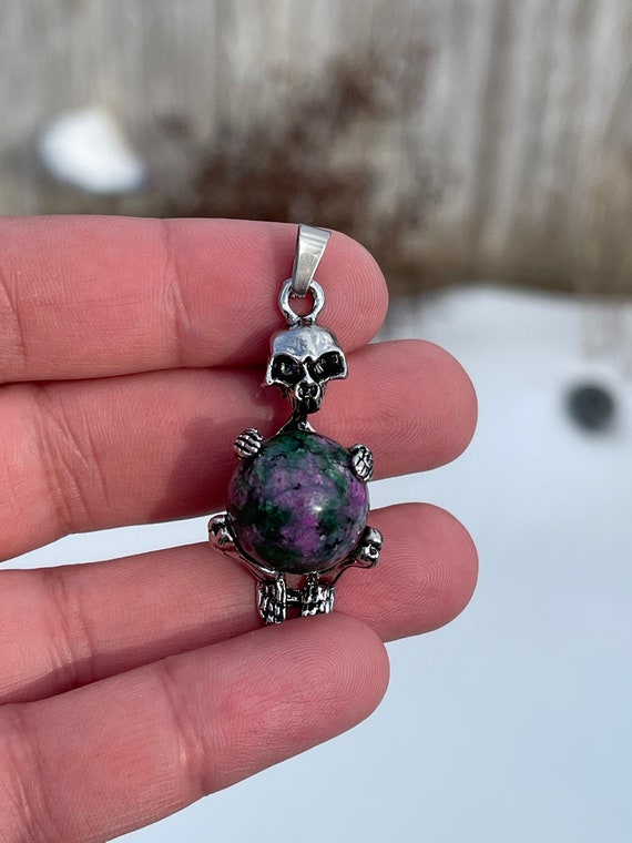 Tiny Skeleton Healing Crystal Sphere Pendants Vin… - image 10