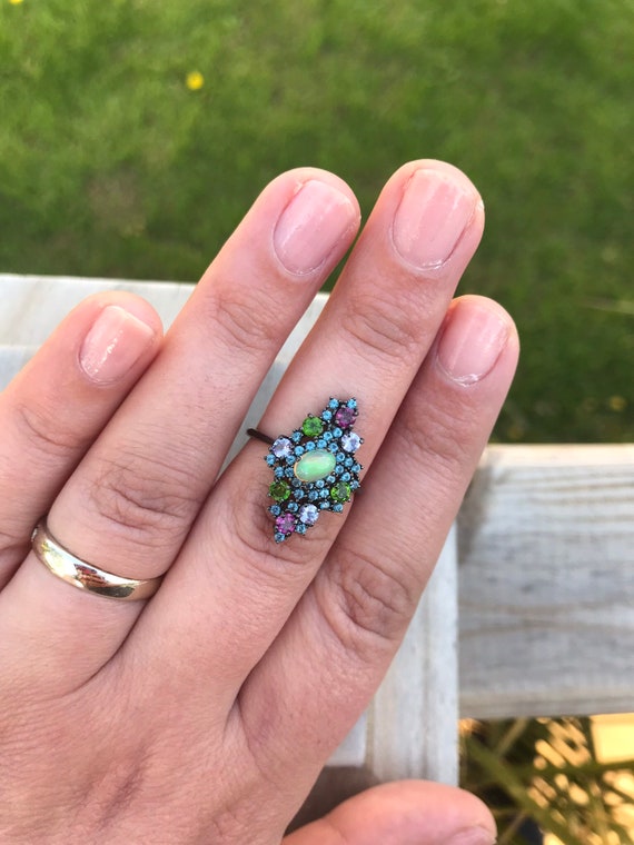Extremely Unique Multi Gemstone Ethiopian Opal Ch… - image 2