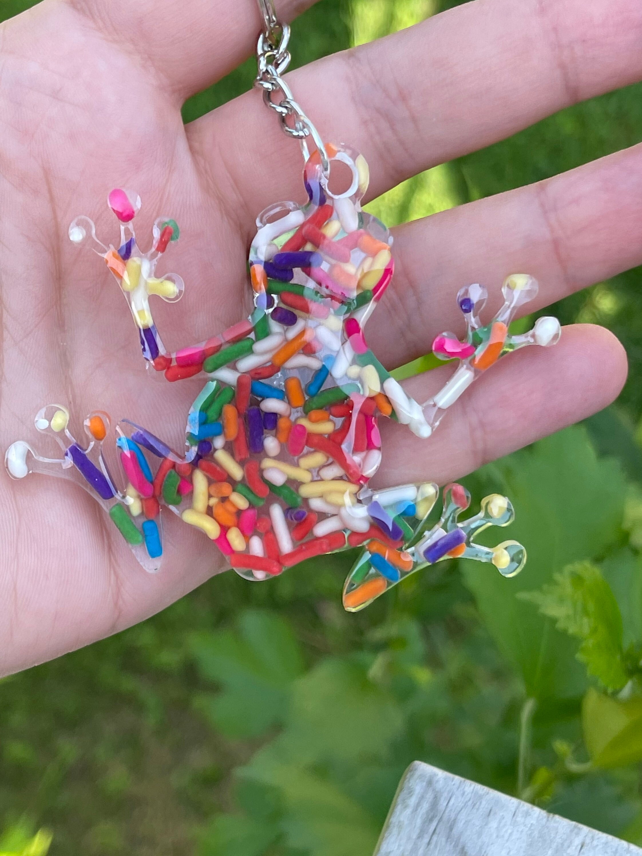 Frog Keychain Rainbow espolvorea sapo Frog Lover Froggy Etsy