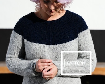 KNITTING PATTERN ** Basic Colorblock Yoke Sweater Pattern