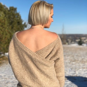 KNITTING PATTERN* Crossback sweater, reversible knit sweater pattern, twisted back sweater, cross back sweater, criss cross sweater,