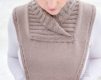 KNITTING PATTERN ** Crossed Cable Collar, knit dickie, knit collar, shawl collar dickie, shawl collar, cables shawl collar