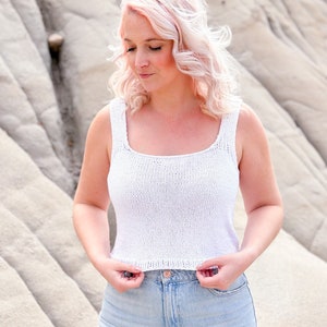 KNITTING PATTERN ** Confidence Crop, knit tank top, knit top, knit square neck top, square neckline tank top, cotton knit top, cropped top