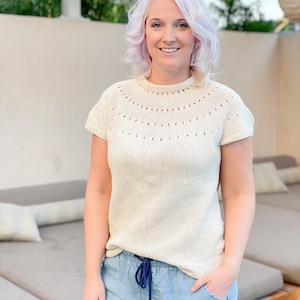 Easy eyelet yoke sweater cheap