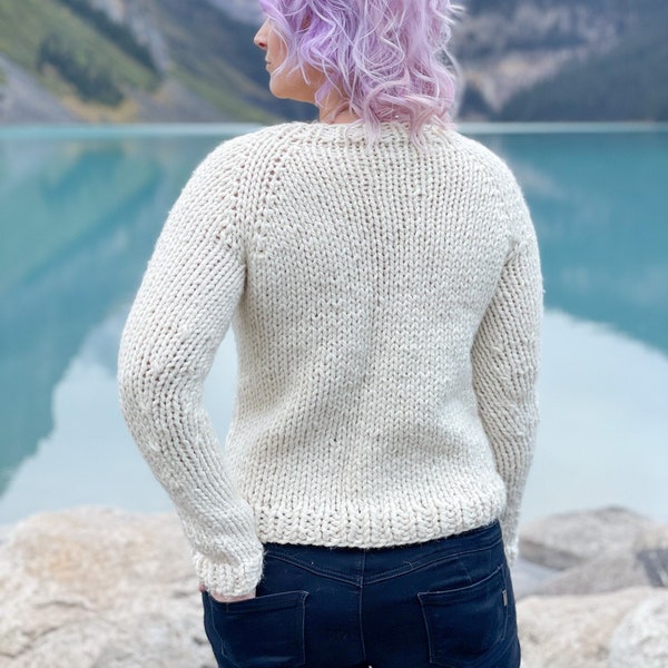 Mijn breipatroon voor een raglan trui voor beginners, het perfecte eerste trui-patroon voor beginnende breiers, dik garen, inclusief maten (PDF)