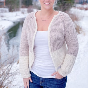 KNITTING PATTERN ** Double Dipped Cardi, knit cardigan, top down cardigan, two toned cardigan, garter stitch cardigan, knit cardigan