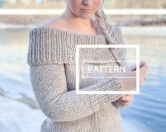 STRICKMUSTER** Kalter Schulter Pullover, sexy Strickpullover Muster, über die Schulter Pullover, schulterfrei Strickmuster