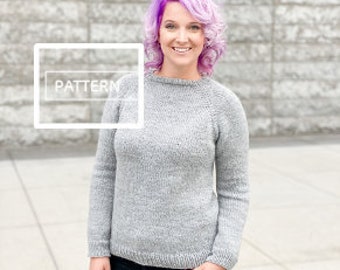 KNITTING PATTERN ** Stockinette Beginner Raglan Lite, beginner raglan, top down knit sweater, raglan pullover, easy raglan, easy top down