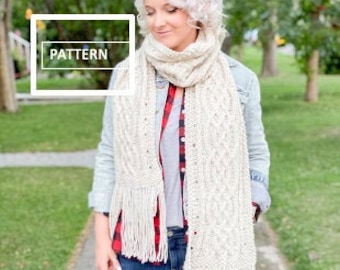 KNITTING PATTERN ** Turas Celtic Scarf, Cable Knit Scarf, Cable