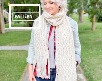 KNITTING PATTERN ** Turas Celtic Scarf, cable knit scarf, cable knit scarf pattern, celtic knot scarf, celtic cable scarf, cozy cabled scarf