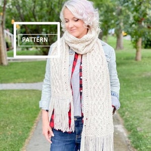KNITTING PATTERN ** Turas Celtic Scarf, cable knit scarf, cable knit scarf pattern, celtic knot scarf, celtic cable scarf, cozy cabled scarf