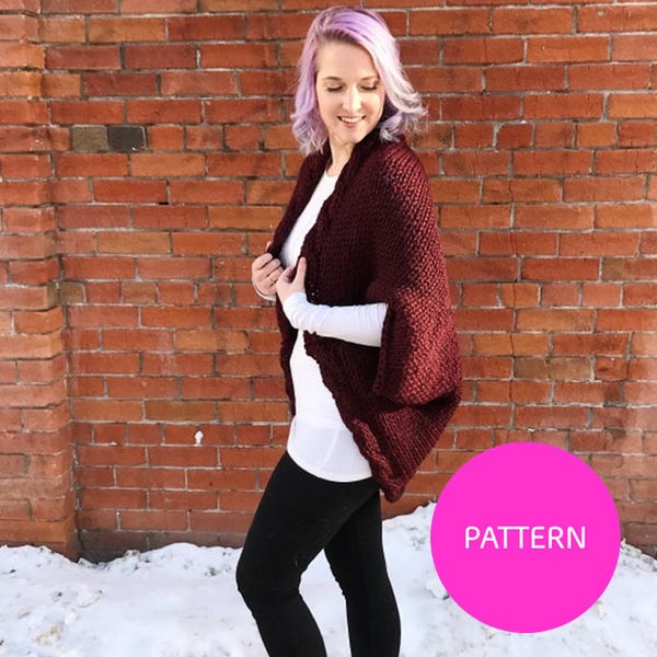 KNIT PATTERN The Braided Bumhugger, braided bumhugger, knit pattern, knit cardigan, knit cabled pattern, knit bolero, bolero pattern