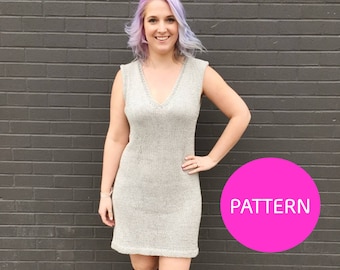 KNIT PATTERN, No Seam sweater dress pattern, dress pattern, knit dress, knit dress pattern, modern knit dress pattern, simple knit dress