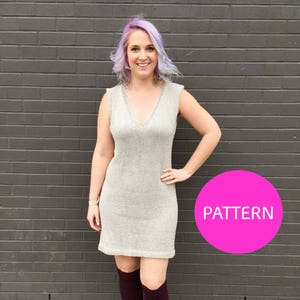 KNIT PATTERN, No Seam sweater dress pattern, dress pattern, knit dress, knit dress pattern, modern knit dress pattern, simple knit dress