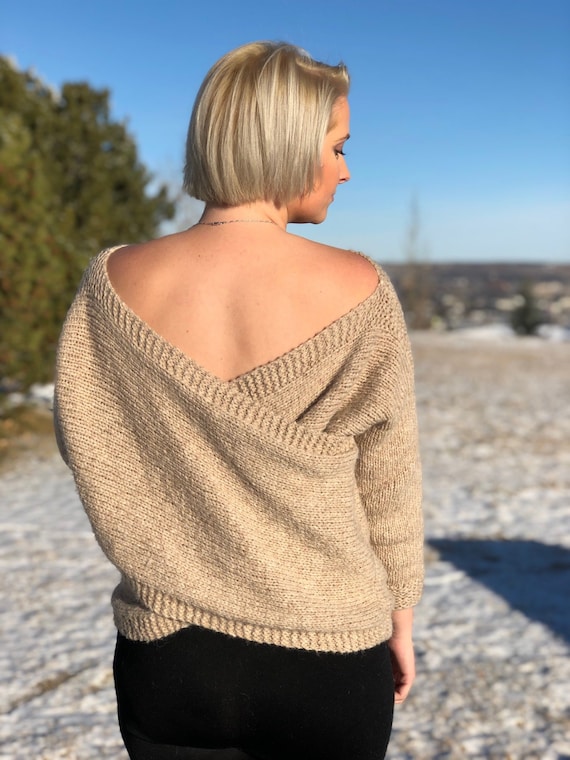 KNITTING PATTERN Crossback Sweater Reversible Knit Sweater Pattern Twisted Back Sweater Cross Back Sweater Criss Cross Sweater Etsy