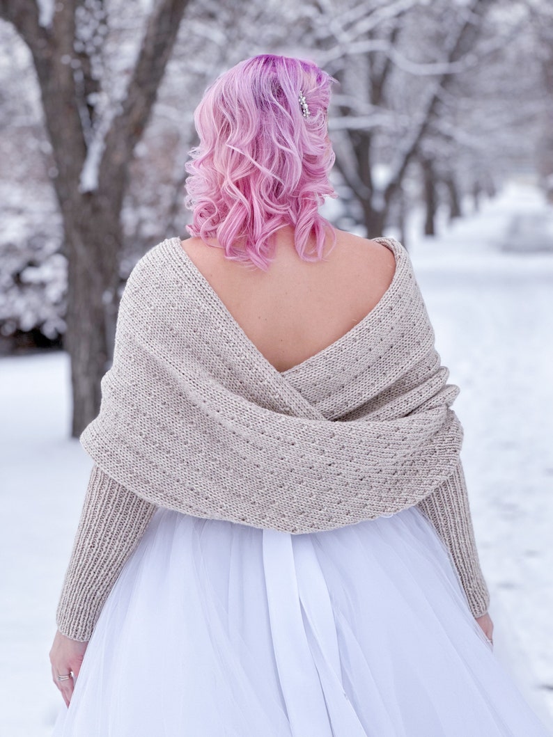 KNITTING PATTERN Snowfall Sweater Scarf, scarf with sleeves, sneed, thneed, textured scarf with sleeves, knit wrap, knit shawl image 4