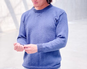 KNITTING PATTERN ** His Classic Crew, mens knit crewneck, mens knit sweater, mens knit jumper, mens knit pullover, mens knit, unisex sweater