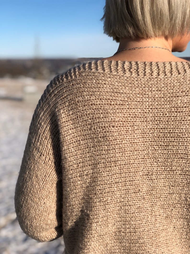 KNITTING PATTERN Crossback sweater, reversible knit sweater pattern, twisted back sweater, cross back sweater, criss cross sweater, image 4