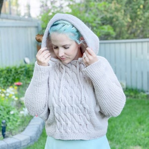 KNITTING PATTERN Cable Crush Hoodie, Knit Hoodie, Cabled Hoody