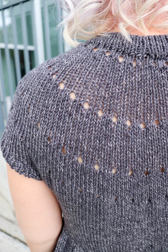 KNITTING PATTERN ** Easy Eyelet Yoke Dress Pattern, Beginner