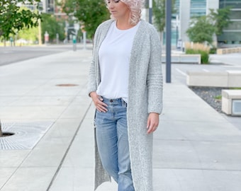 KNITTING PATTERN ** Ridgeline Duster, long duster cardigan, long knit cardigan, knee length knit cardigan, top down knit cardigan