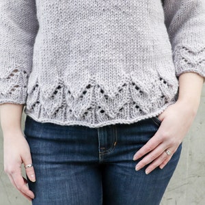PATTERN ONLY Syngonium Sweater, lace knit sweater, top down sweater with lace, lace knit, knit raglan, intermediate knit sweater, knit image 6
