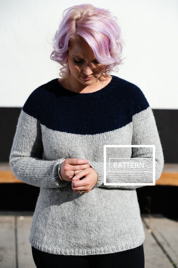 KNITTING PATTERN ** Basic Colorblock Yoke Sweater Pattern