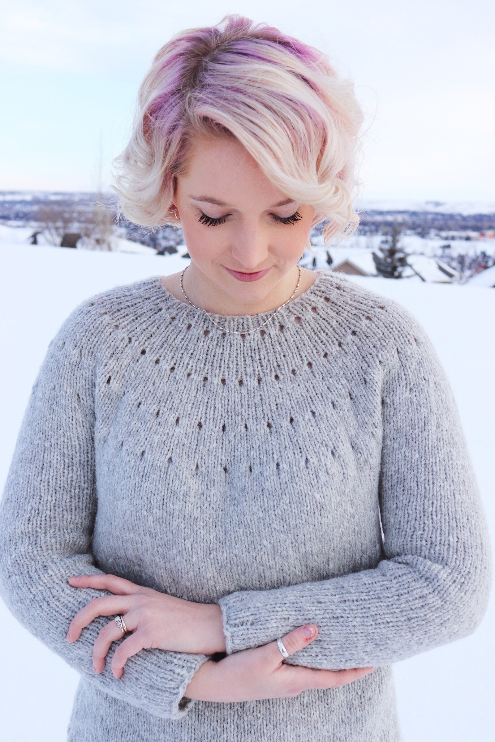 KNITTING PATTERN ** Easy Eyelet Yoke Sweater Pattern KNITTING PATTERN ** Easy Eyelet Yoke Sweater Pattern