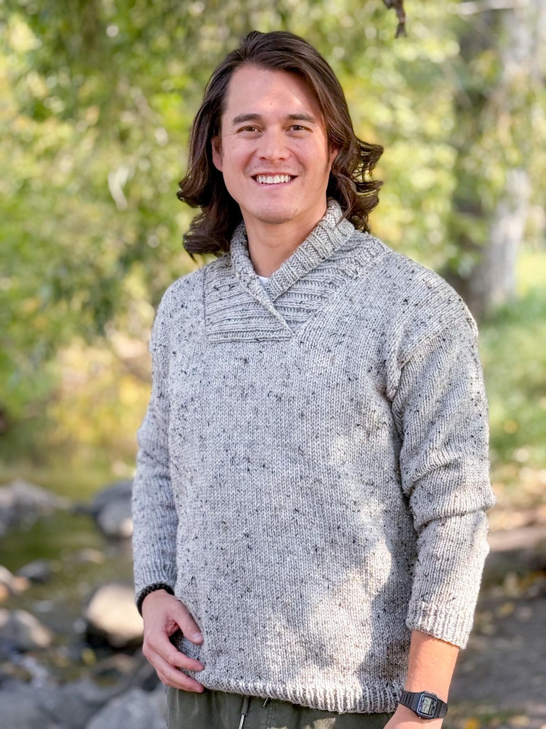 Strickanleitung ** Cabin Sweater, Herren Schalkragen Pullover